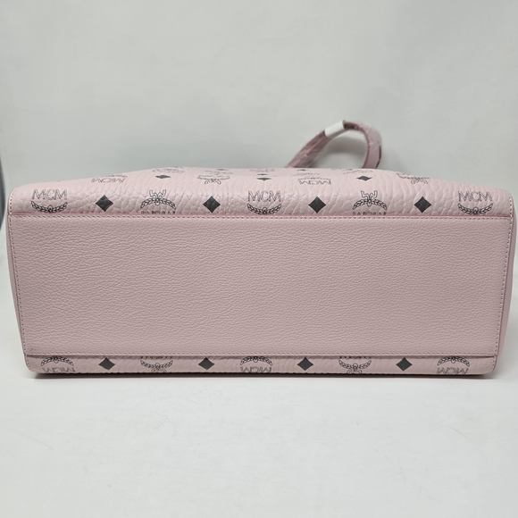 MCM Powder Pink Canvas Leather Visetos PORTUNA Shopper Purse Tote - Picture 4 of 8